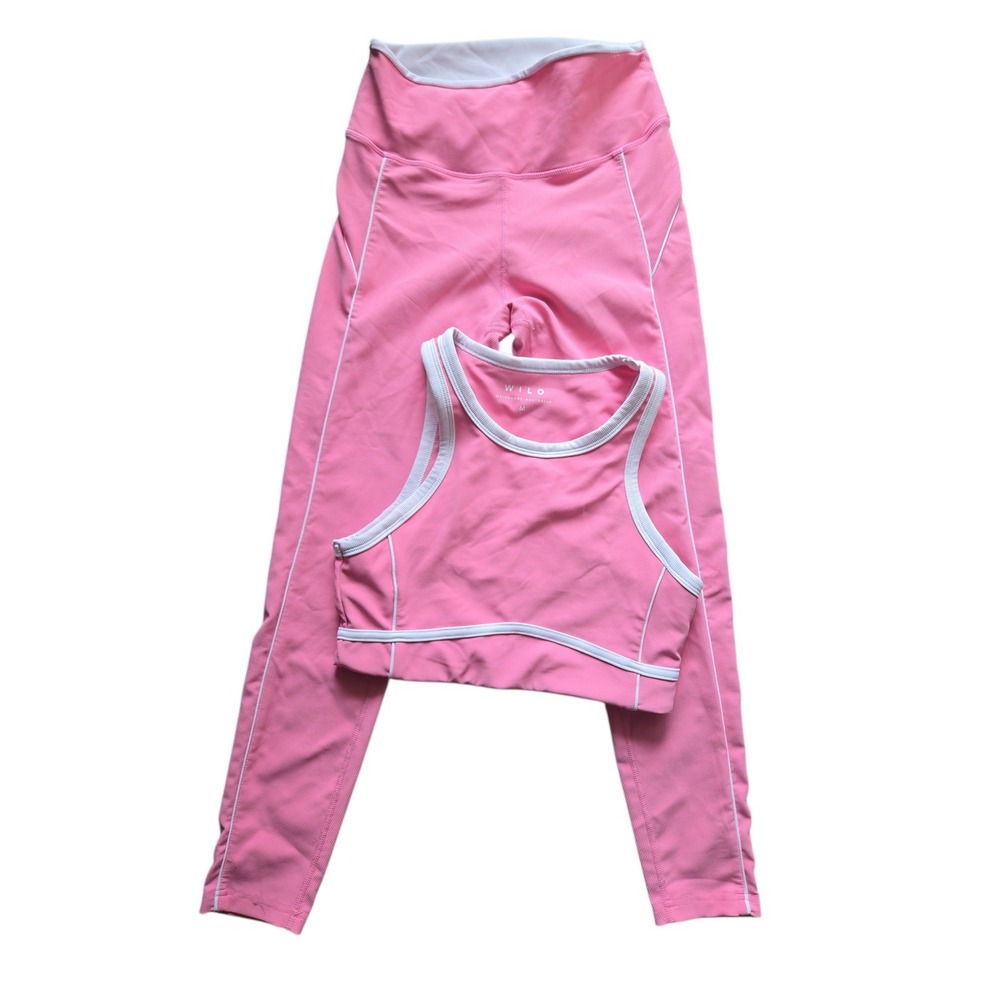 Pink High-Waist Track Joggers & Crop Tank Set